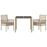 Garden Dining Set 3 pcs Beige Poly rattan
