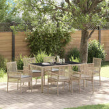 Garden Dining Set 7 pcs Beige Poly rattan