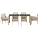 Garden Dining Set 7 pcs Beige Poly rattan