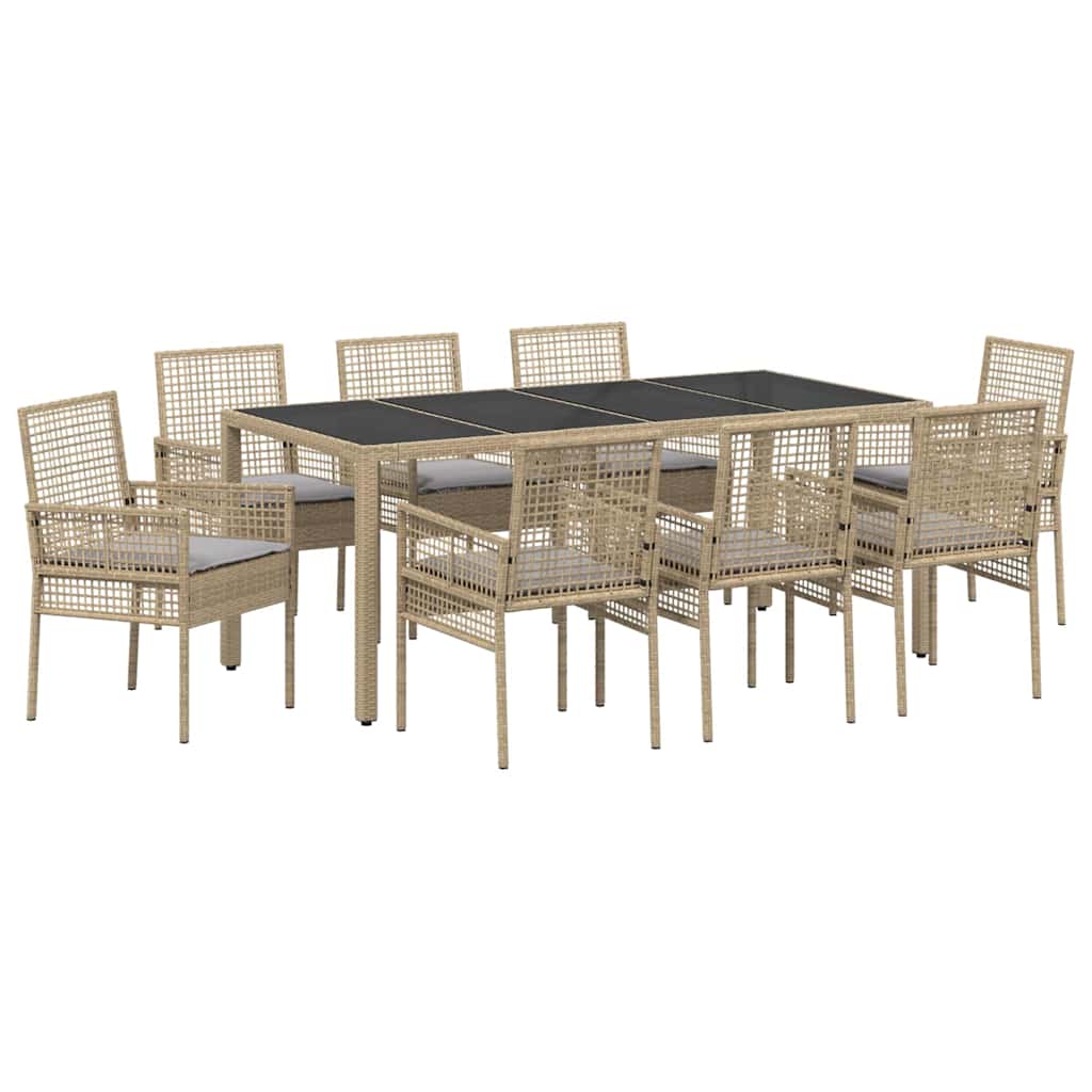 Garden Dining Set 9 pcs Beige Poly rattan