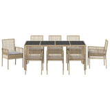 Garden Dining Set 9 pcs Beige Poly rattan