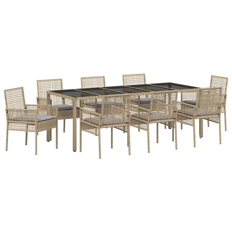 Garden Dining Set 9 pcs Beige Poly rattan