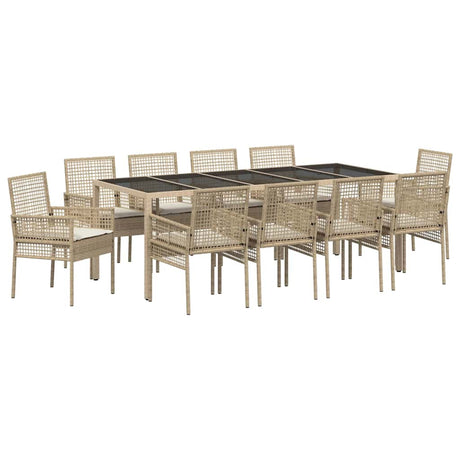 Garden Dining Set 11 pcs Beige Poly rattan