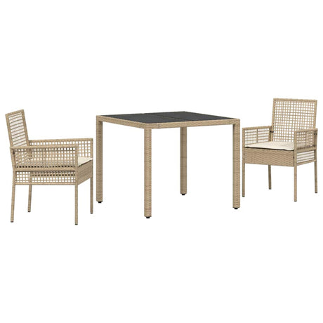Garden Dining Set 3 pcs Beige Poly rattan