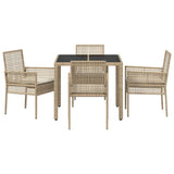 Garden Dining Set 5 pcs Beige Poly rattan