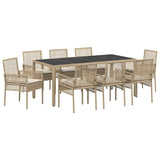 Garden Dining Set 9 pcs Beige PE rattan