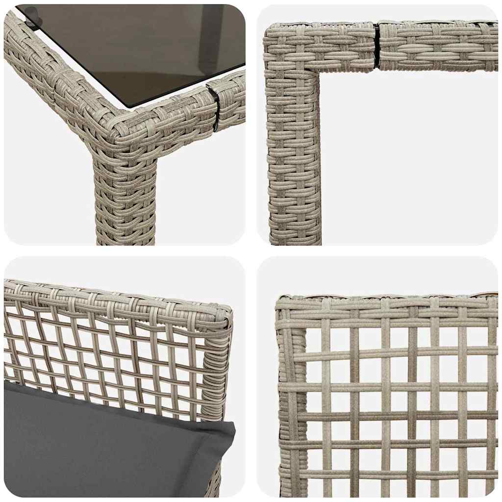 Garden Dining Set 5 pcs Light grey Poly rattan