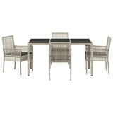 Garden Dining Set 5 pcs Light grey Poly rattan