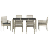 Garden Dining Set 7 pcs Light grey Poly rattan