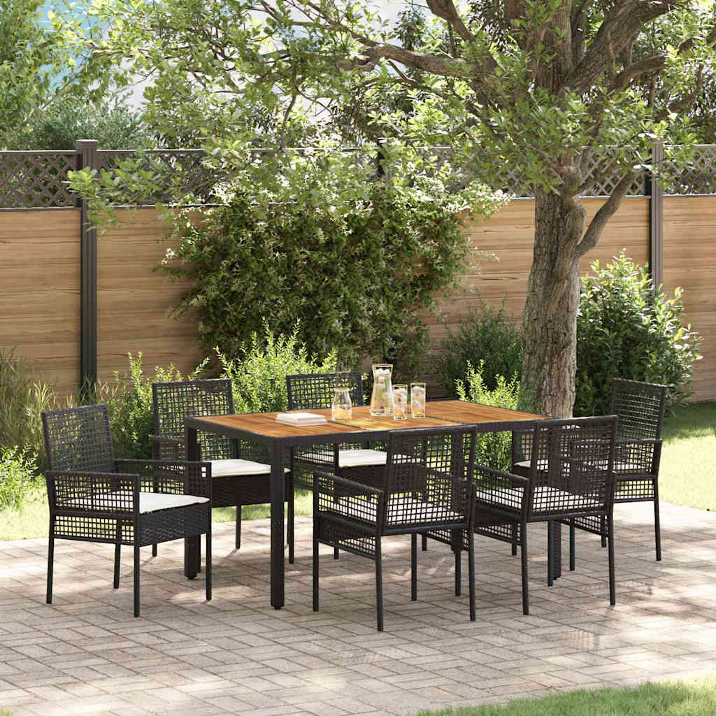 Garden Dining Set 7 pcs Black Poly rattan
