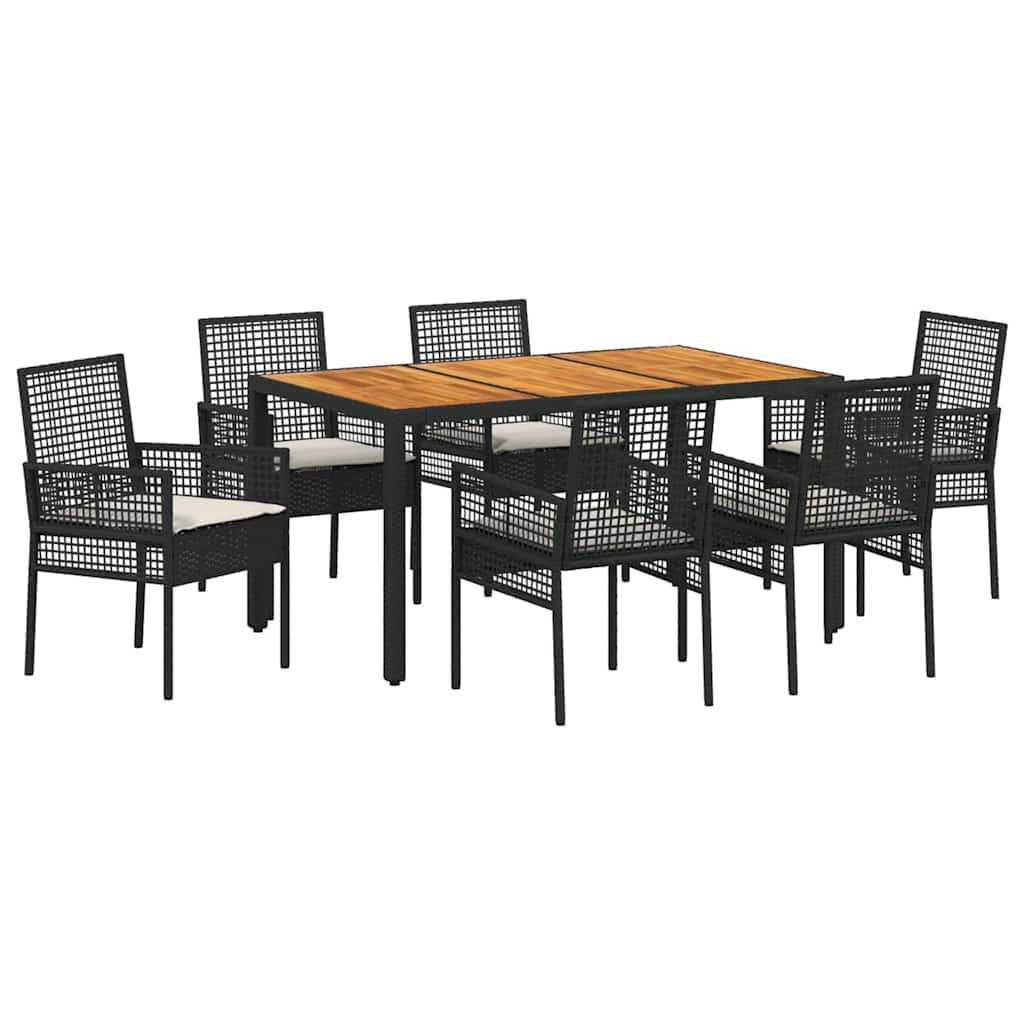 Garden Dining Set 7 pcs Black Poly rattan