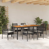 Garden Dining Set 7 pcs Black Poly rattan