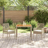 Garden Dining Set 3 pcs Beige Poly rattan