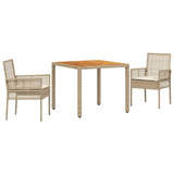 Garden Dining Set 3 pcs Beige Poly rattan