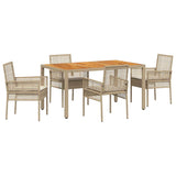 Garden Dining Set 5 pcs Beige Poly rattan