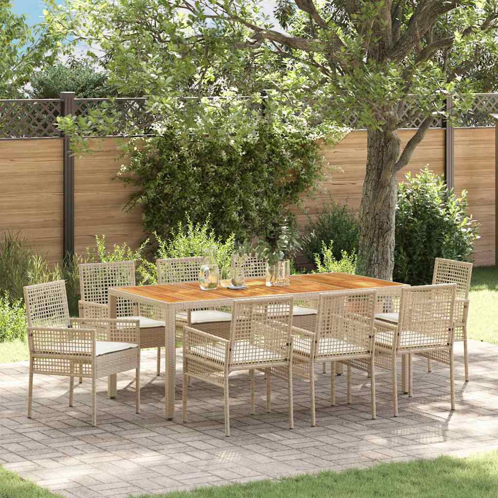 Garden Dining Set 9 pcs Beige Poly rattan