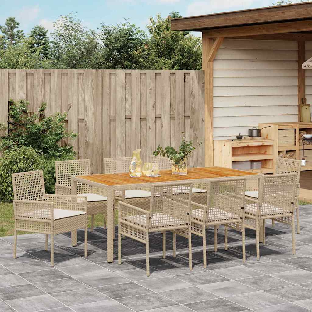 Garden Dining Set 9 pcs Beige Poly rattan