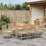 Garden Dining Set 9 pcs Beige Poly rattan
