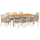 Garden Dining Set 9 pcs Beige Poly rattan