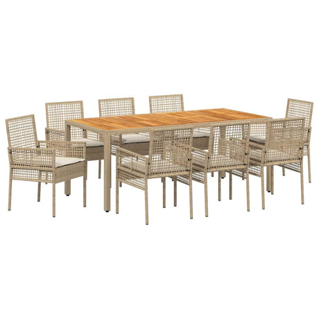 Garden Dining Set 9 pcs Beige Poly rattan