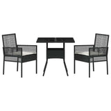 Garden Dining Set 3 pcs Black Poly rattan
