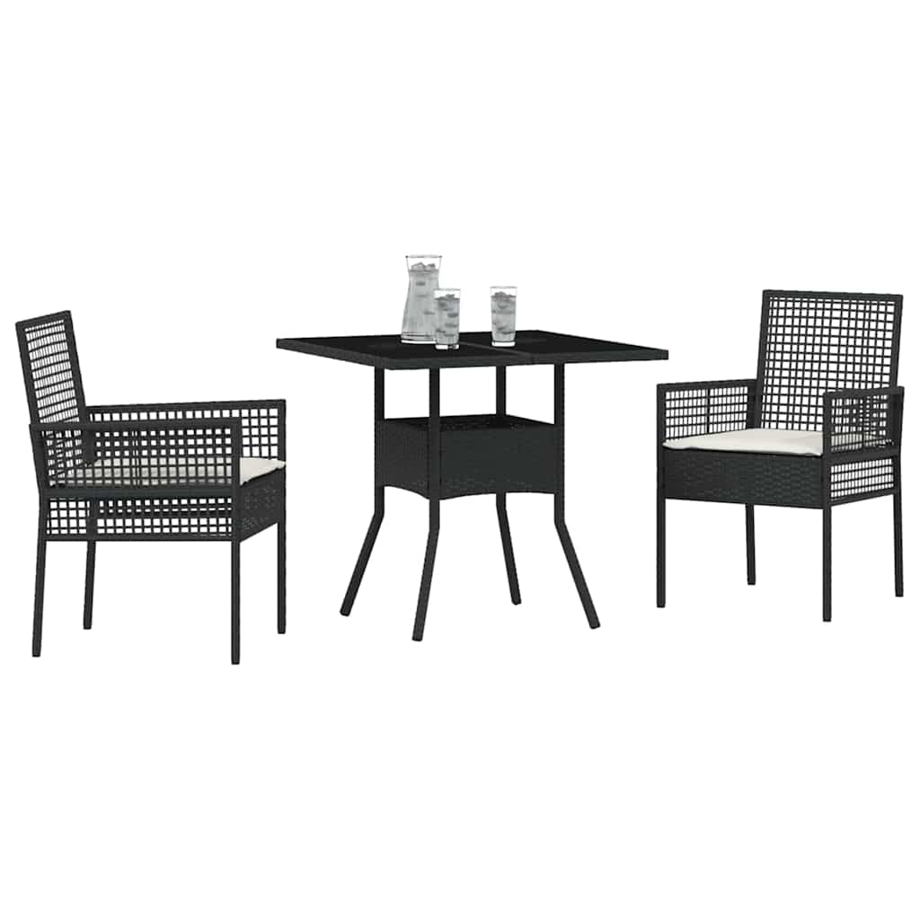 Garden Dining Set 3 pcs Black Poly rattan