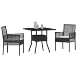 Garden Dining Set 3 pcs Black Poly rattan