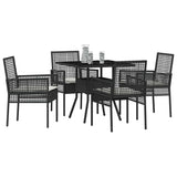 Garden Dining Set 5 pcs Black Poly rattan