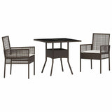 Garden Dining Set 3 pcs Brown Poly rattan