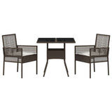 Garden Dining Set 3 pcs Brown Poly rattan