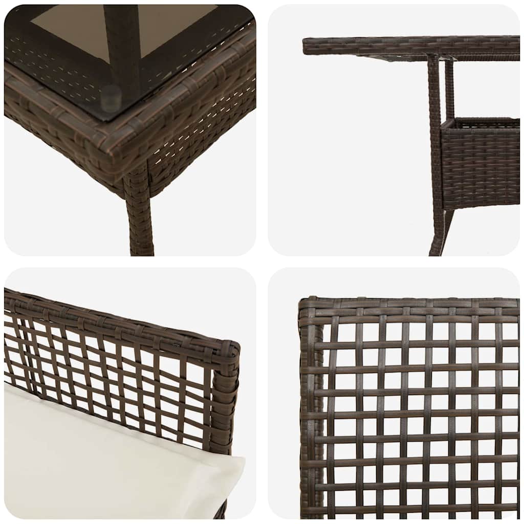 Garden Dining Set 5 pcs Brown Poly rattan