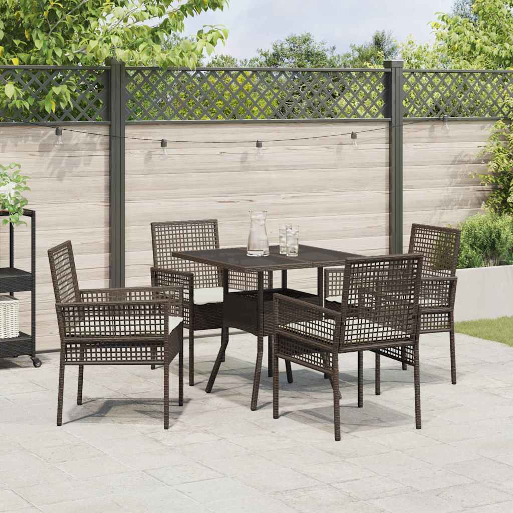 Garden Dining Set 5 pcs Brown Poly rattan