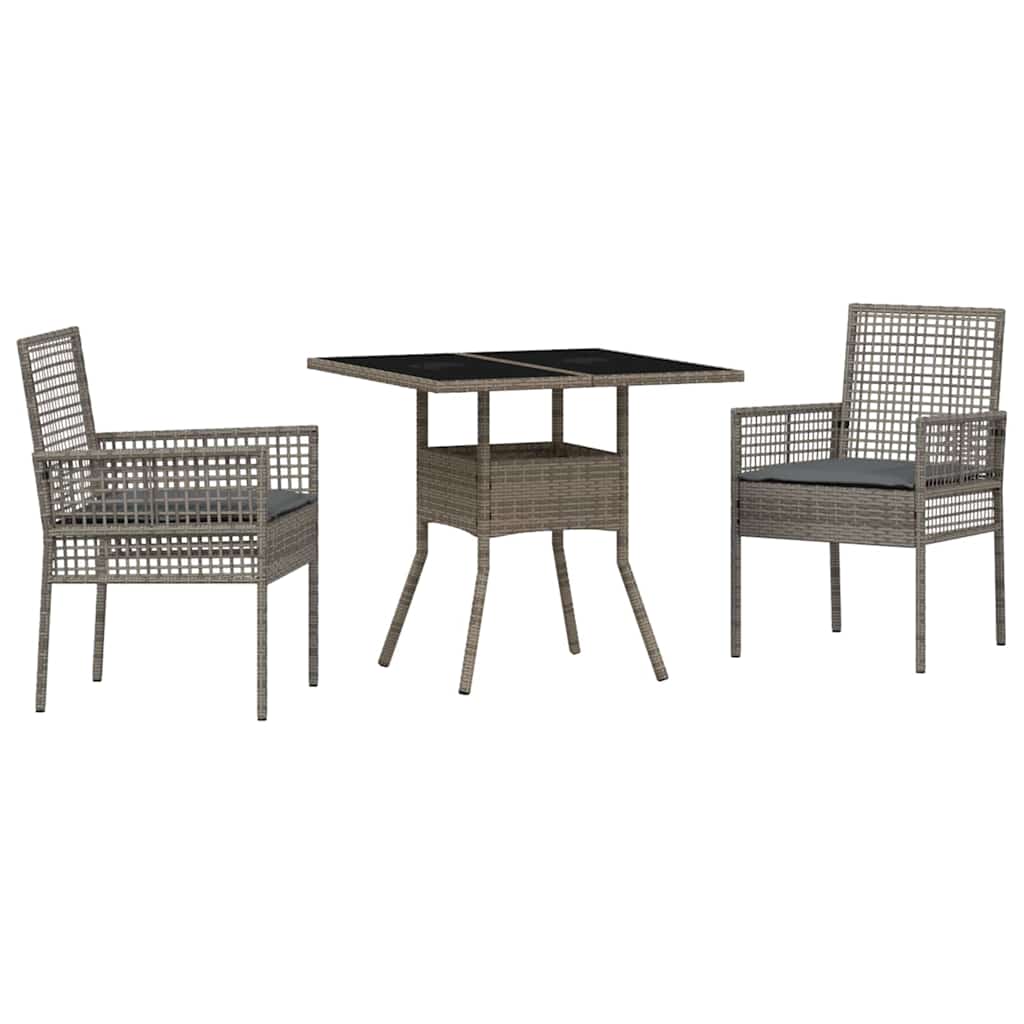 Garden Dining Set 3 pcs Grey Poly rattan