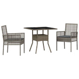 Garden Dining Set 3 pcs Grey Poly rattan