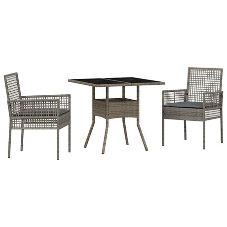 Garden Dining Set 3 pcs Grey Poly rattan
