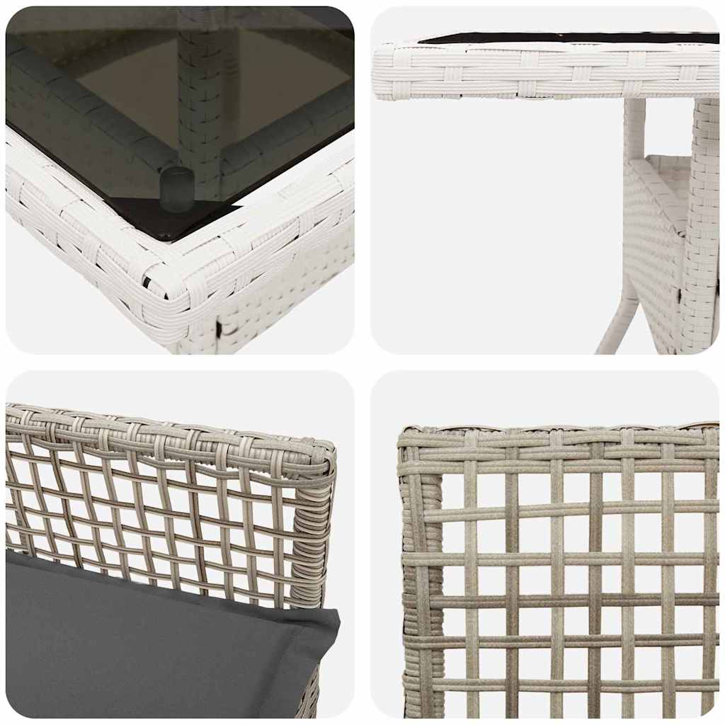 Garden Dining Set 3 pcs Grey Poly rattan