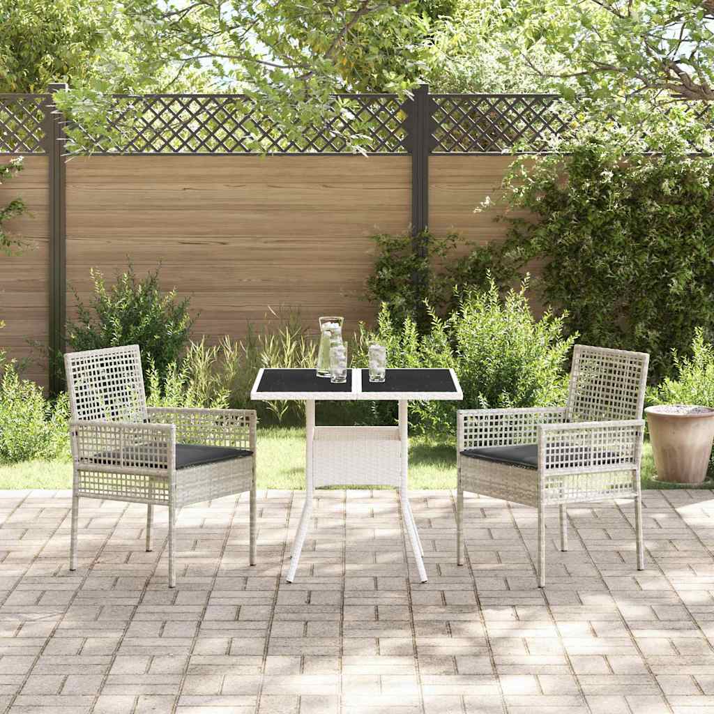 Garden Dining Set 3 pcs Grey Poly rattan