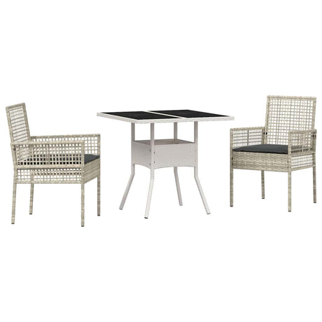 Garden Dining Set 3 pcs Grey Poly rattan