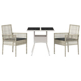Garden Dining Set 3 pcs Grey Poly rattan