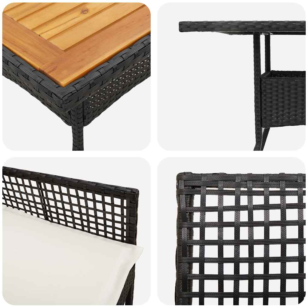 Garden Dining Set 3 pcs Black Poly rattan