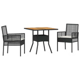 Garden Dining Set 3 pcs Black Poly rattan
