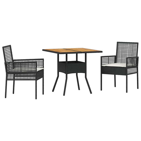 Garden Dining Set 3 pcs Black Poly rattan