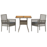 Garden Dining Set 3 pcs Grey Poly rattan