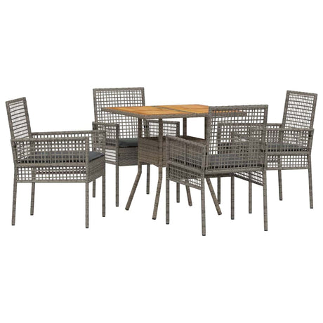 Garden Dining Set 5 pcs Grey Poly rattan