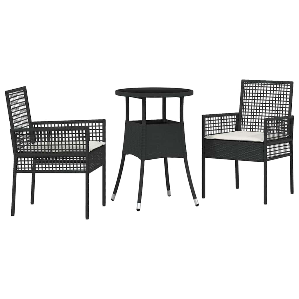 Garden Dining Set 3 pcs Black Poly rattan