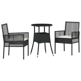 Garden Dining Set 3 pcs Black Poly rattan