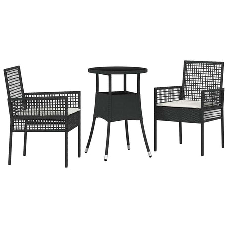 Garden Dining Set 3 pcs Black Poly rattan