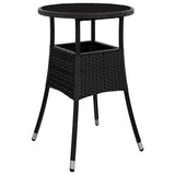 Garden Dining Set 3 pcs Black Poly rattan