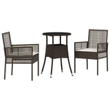Garden Dining Set 3 pcs Brown Poly rattan