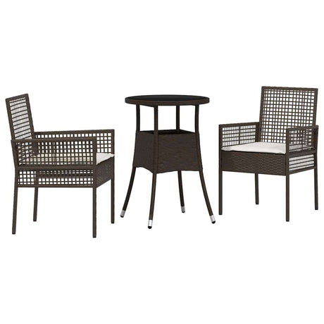 Garden Dining Set 3 pcs Brown Poly rattan